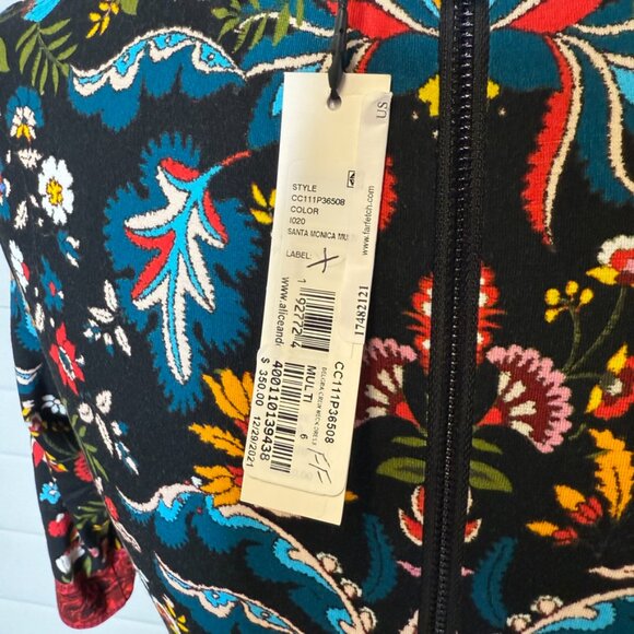 Alice + Olivia Santa Monica Delora Floral Crewneck Midi Dress - Size 6 - Picture 8 of 10